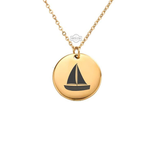 Sailboat Necklace - Nautical Boat Gold or Silver Minimalist Dainty Engraved Custom Pendant Charm Jewelry - Personalized Gift For Her