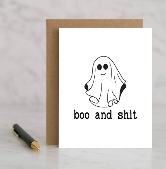 Boo and Shit Card – Funny Halloween Greeting – Snarky Spooky