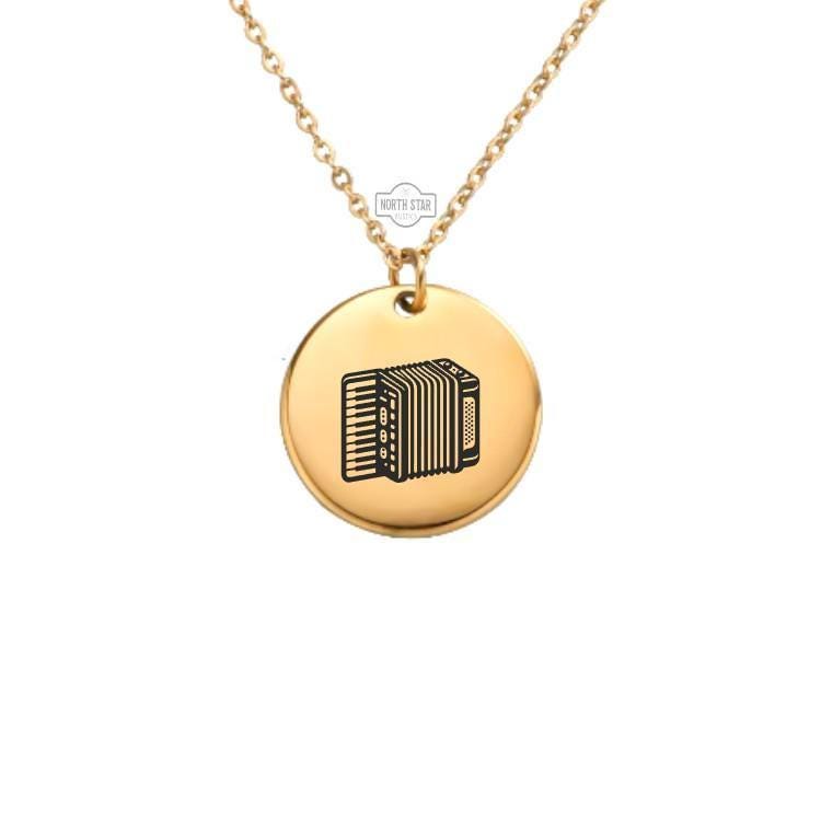 Accordion Necklace – Gold or Silver Instrument Charm – Personalized Gift for Musicians – Unique Jewelry – Keychain Available