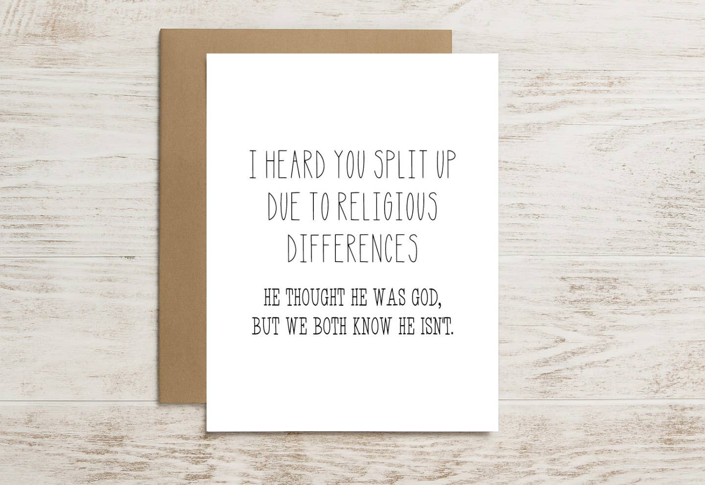 Funny Breakup Card – "Religious Differences" – Divorce Greet