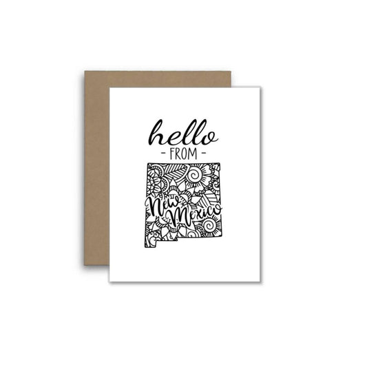 Hello from New Mexico Card – Boho Mandala State Outline