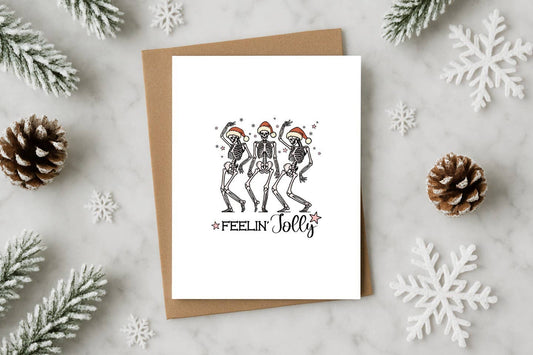 Feeling Jolly Funny Christmas Skeleton Card – Dancing