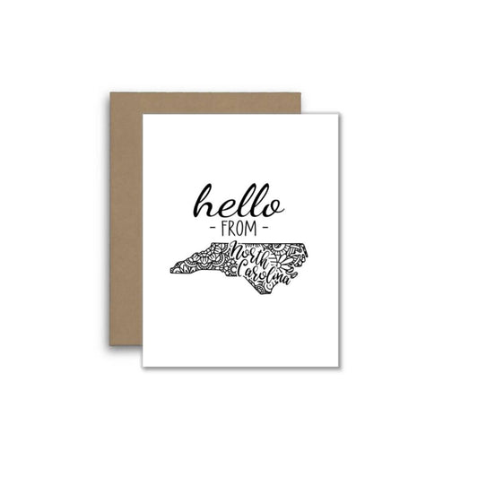 Hello from North Carolina Card – Boho Mandala State Outline