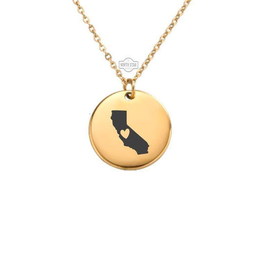 California Necklace – Gold or Silver State Outline Charm – Personalized CA Jewelry – West Coast Gift – Custom Keychain Available