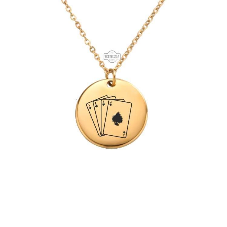 Playing Cards Necklace or Keychain – Personalized Poker or Casino Lover Gift in Gold or Silver, Card Game Charm for Her or Him