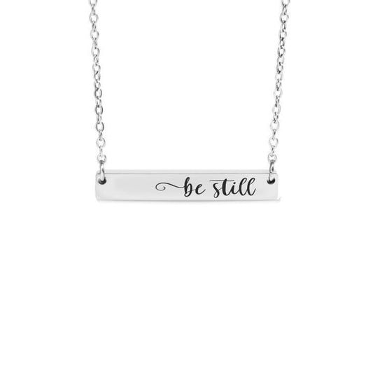 Be Still Bar Necklace or Keychain – Christian Engraved Jewelry – Faith Gift – Minimalist Encouragement or Scripture Reminder