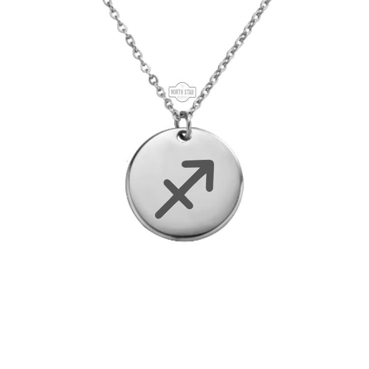 Sagittarius Necklace - Zodiac Astrology Gold or Silver Minimalist Dainty Engraved Custom Pendant Charm Jewelry