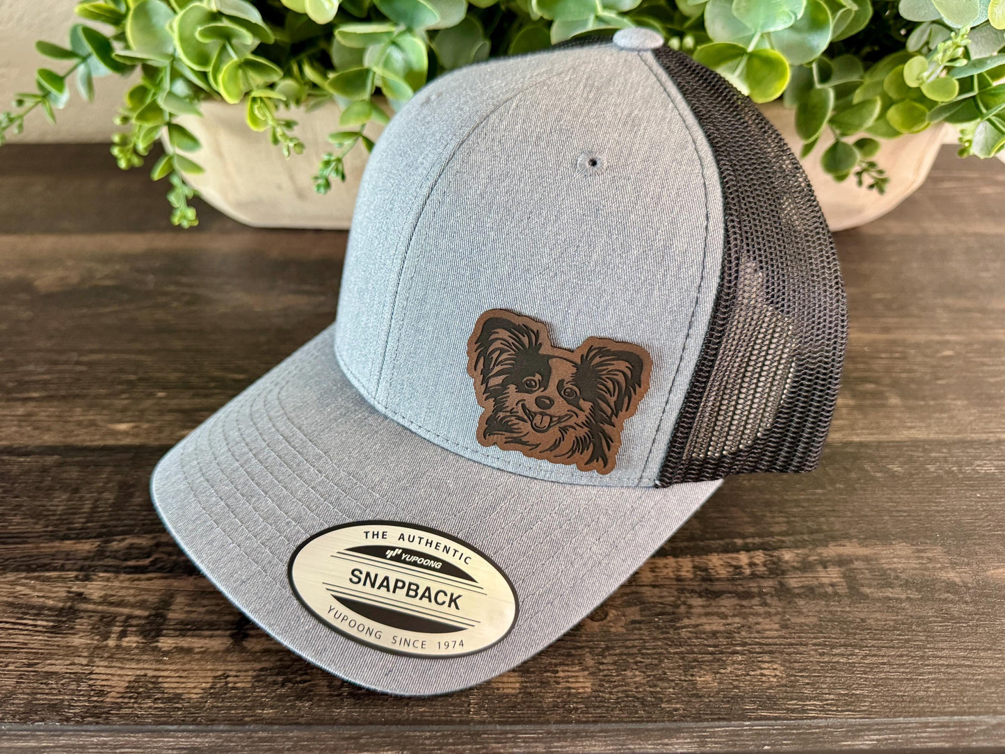 Papillon Dog Hat Snapback Trucker – Engraved Patch Cap for Toy Breed Lovers, Butterfly-Eared Pup Gift, Dog Mom or Dad Hat