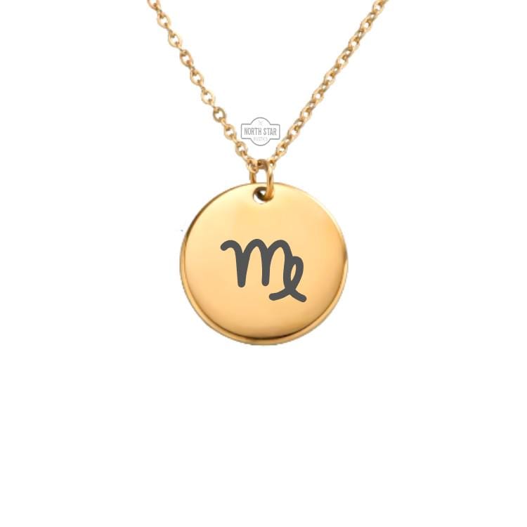 Virgo Necklace - Zodiac Astrology Gold or Silver Minimalist Dainty Engraved Custom Pendant Charm Jewelry