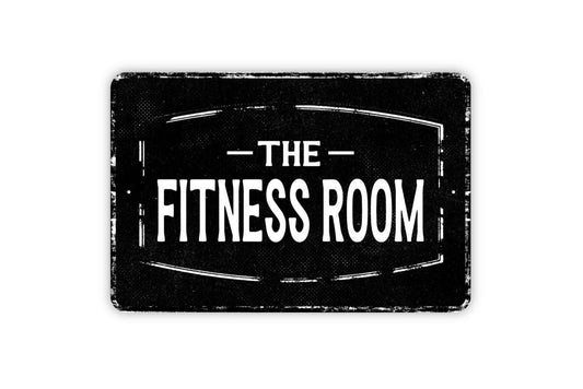 The Fitness Room Sign - Personalized Home Gym Sign - Custom Metal Wall Art - Vinyl Sticker Decal Novelty Gift
