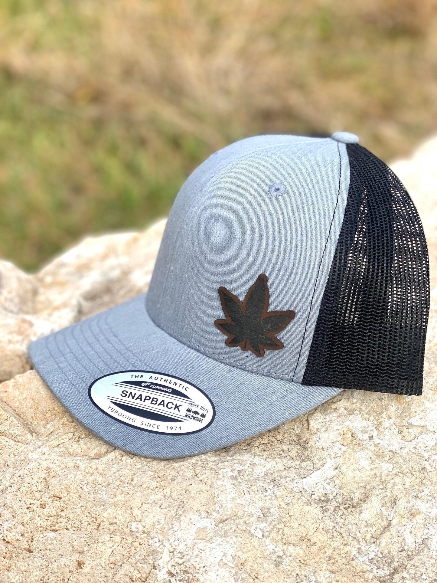 Marijuana Leaf Hat Snapback Trucker – Engraved Patch Weed Cap, 420 Style Gift, Cannabis Lover Hat, Stoner or Festival Fashion