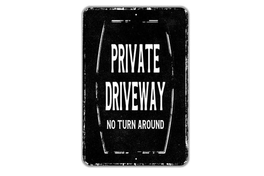 Private Driveway No Turn Around Sign - No Outlet Dead End Privat Drive No Trespassing Metal Sign Wall Art - Vinyl Sticker Decal