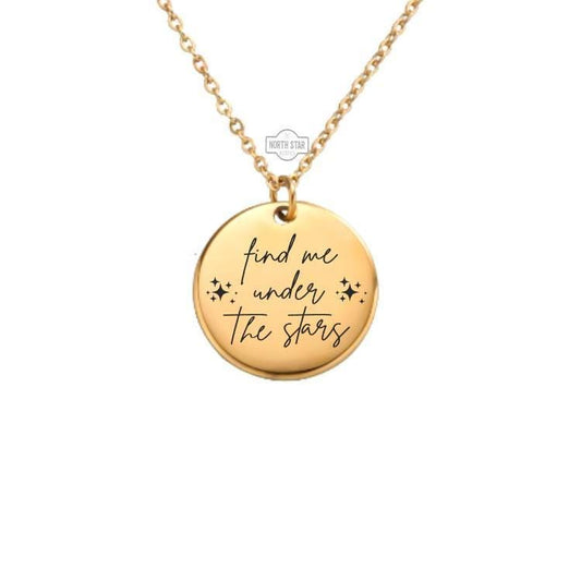 Find Me Under the Stars Necklace – Gold or Silver Celestial Charm – Personalized Romantic Gift – Keychain Option Available
