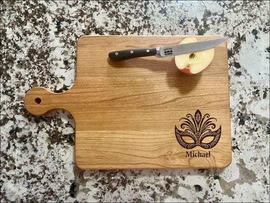 Mardi Gras Mask Cutting Board | Mardi Gras Charcuterie Board | Custom Serving Tray | Personalized Holiday Gift