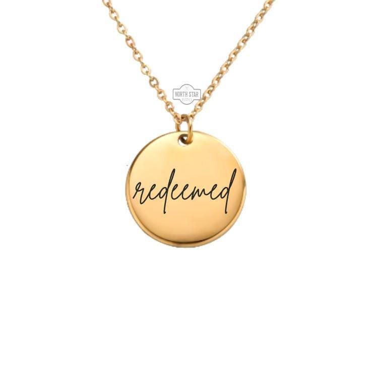 Redeemed Necklace – Gold or Silver Christian Charm – Personalized Grace & Faith Jewelry – Spiritual Gift – Keychain Available