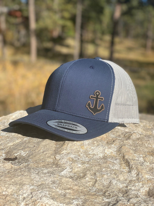 Anchor Hat – Nautical Snapback or Trucker Cap – Coastal Style Hat for Sailors, Beach Lovers, or Boating Enthusiasts