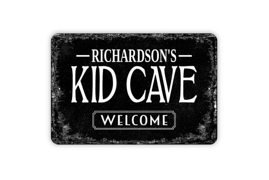 Kid Cave Sign - Personalized Children Toy Room Play Room Clubhouse Fort Bedroom Metal Wall Art - Custom Name Sign