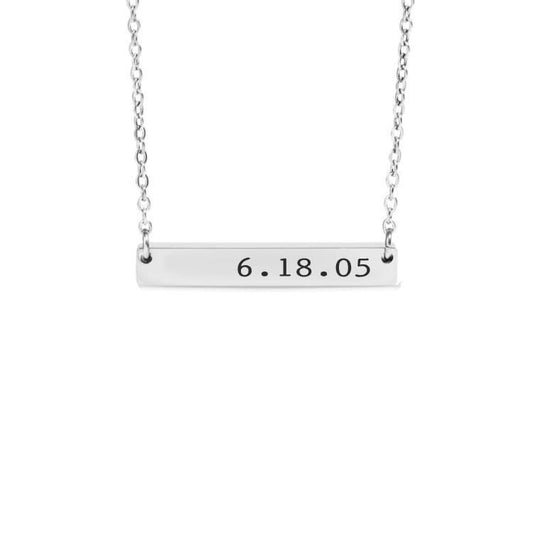 Custom Date Bar Necklace or Keychain – Engraved Anniversary, Birthday, or Milestone Gift – Personalized Jewelry Keepsake