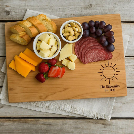 Sunshine Cutting Board |  Sun or Sunny Sky Charcuterie Board | Custom Serving Tray | Personalized Housewarming Gift | Wedding Anniversary
