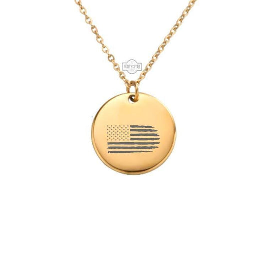 Distressed American Flag Necklace – Gold or Silver Patriotic Charm – Personalized USA Pride Gift – Keychain Available