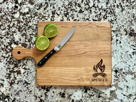 Fire Pit Cutting Board |  Bonfire BBQ Charcuterie Board | Custom Serving Tray | Personalized Gift | Wedding Anniversary Gift