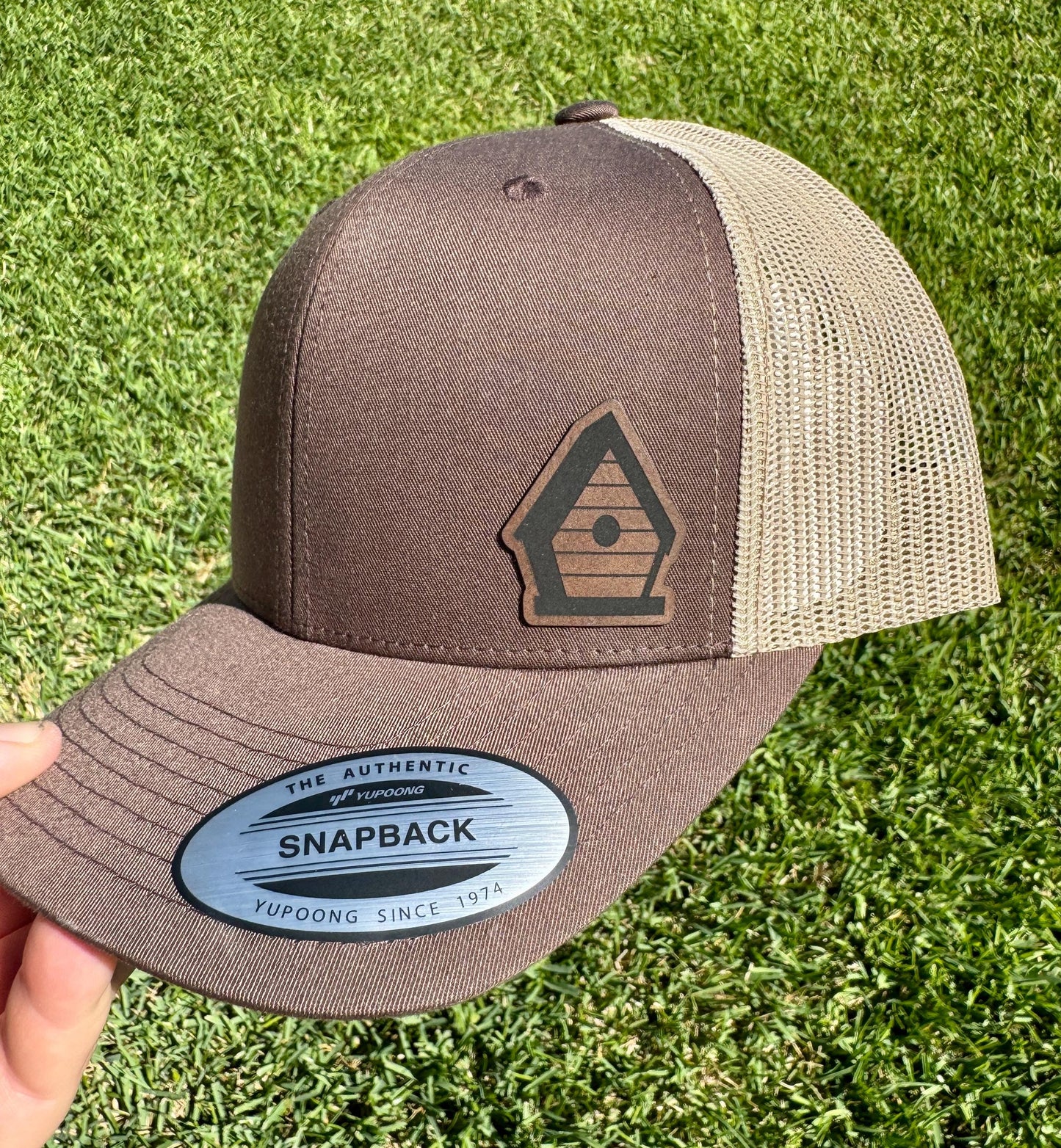Birdhouse  Hat – Yupoong Snapback Trucker Cap – Nature-Inspired Headwear – Heat-Pressed  – Bird Lover Gift