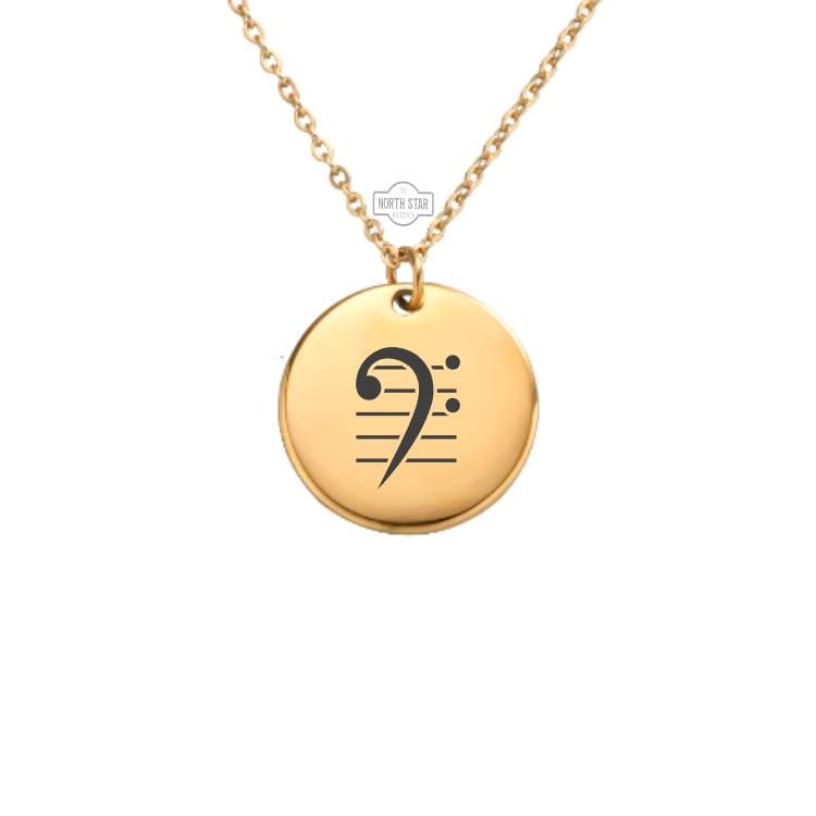 Bass Clef Music Necklace - Musician Gold or Silver Minimalist Dainty Engraved Custom Pendant Charm Jewelry - Personalized Gift For Her