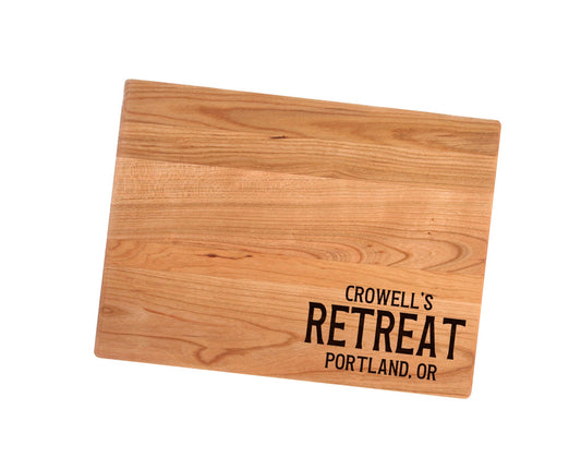 Personalized Retreat Cutting Board | Welcome To Our Retreat Charcuterie Board | Custom Serving Tray | Personalized Housewarming Gift