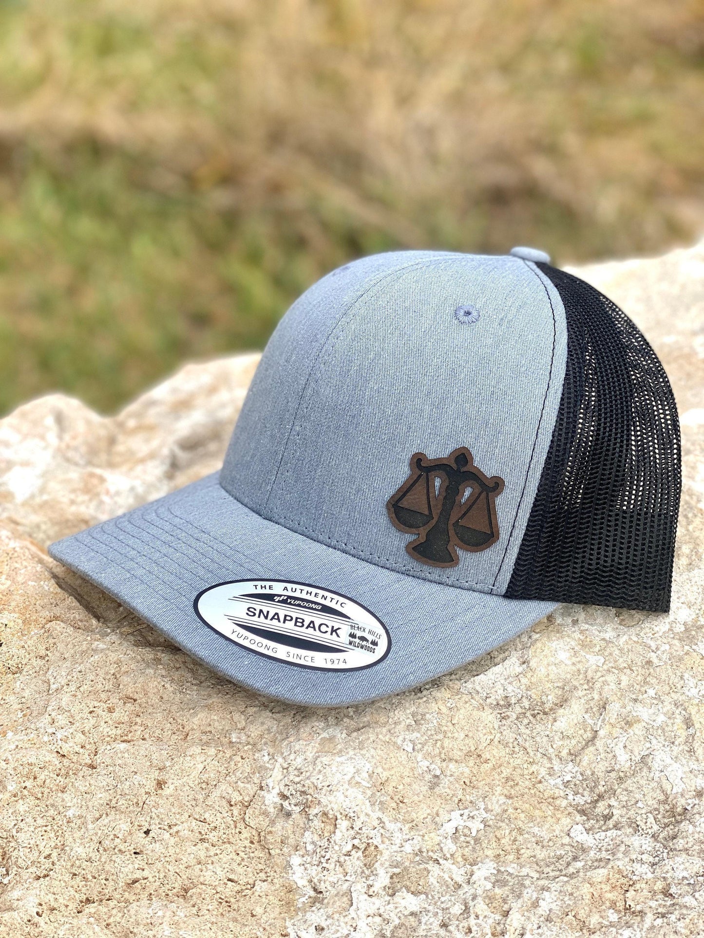 Laws of Justice Hat Snapback Trucker – Engraved Patch Legal Scales Cap, Lawyer Gift, Law School Grad, Courtroom or Justice Style