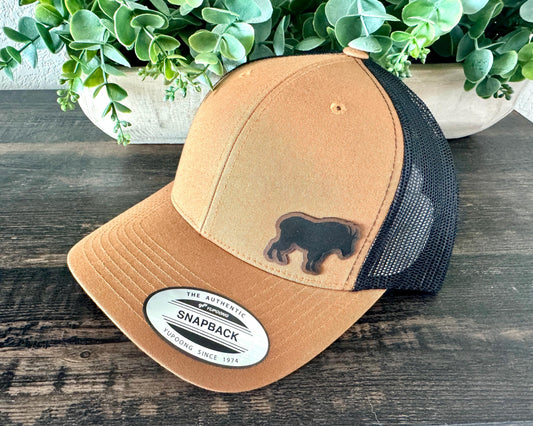 Mountain Goat Hat Snapback Trucker – Engraved Patch Climbing Cap, Rugged Outdoors Gift, Hiker or Wildlife Lover Hat