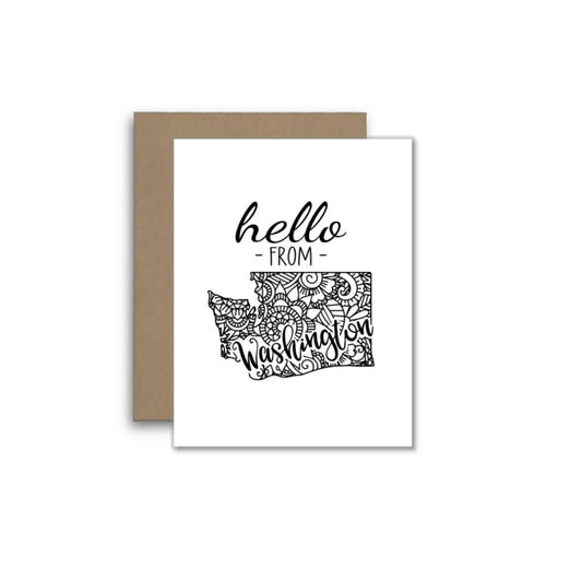 Hello from Washington Card – Boho Mandala State Outline Desi