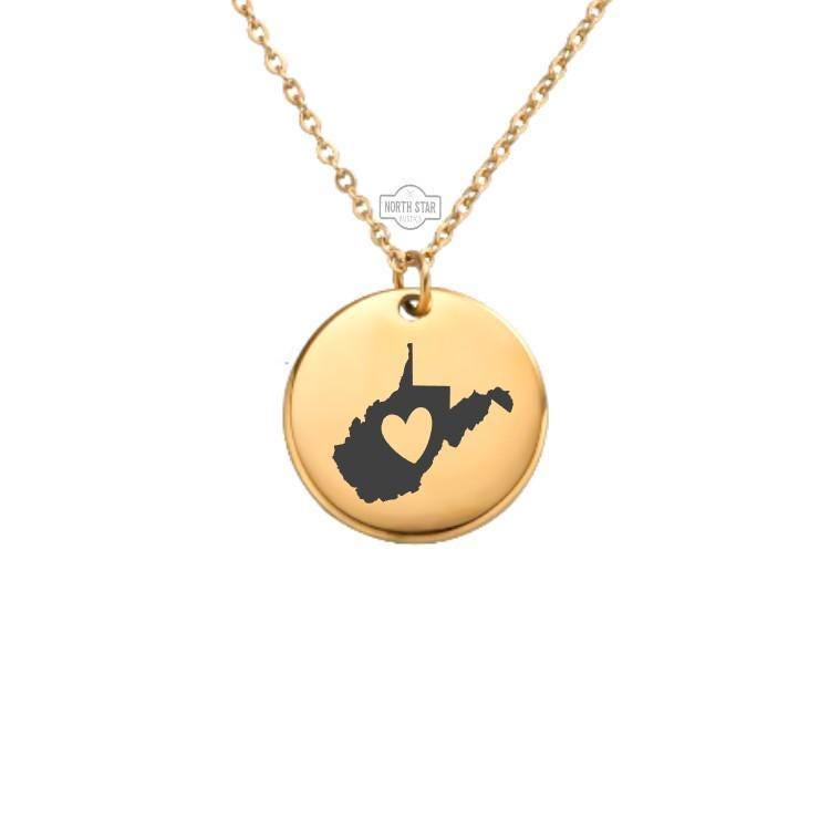 West Virginia Necklace – Gold or Silver State Outline Charm – Personalized WV Jewelry – Mountain State Gift – Keychain Available