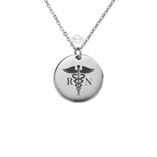 RN Caduceus Necklace – Gold or Silver Nurse Charm – Personalized Gift for Registered Nurses – Graduation Jewelry – Keychain Available