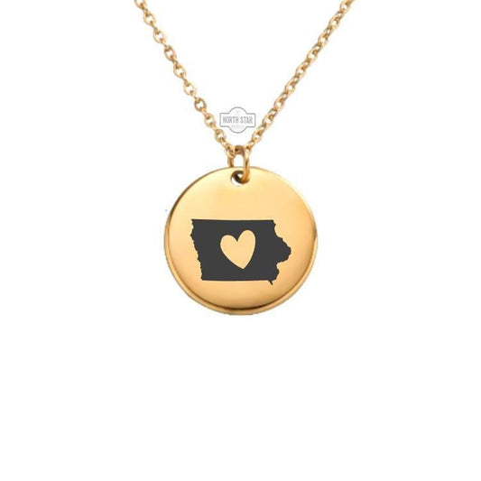 Iowa Necklace – Gold or Silver State Charm – Personalized Midwest Gift – Hometown Jewelry – Custom Iowa Keychain Available