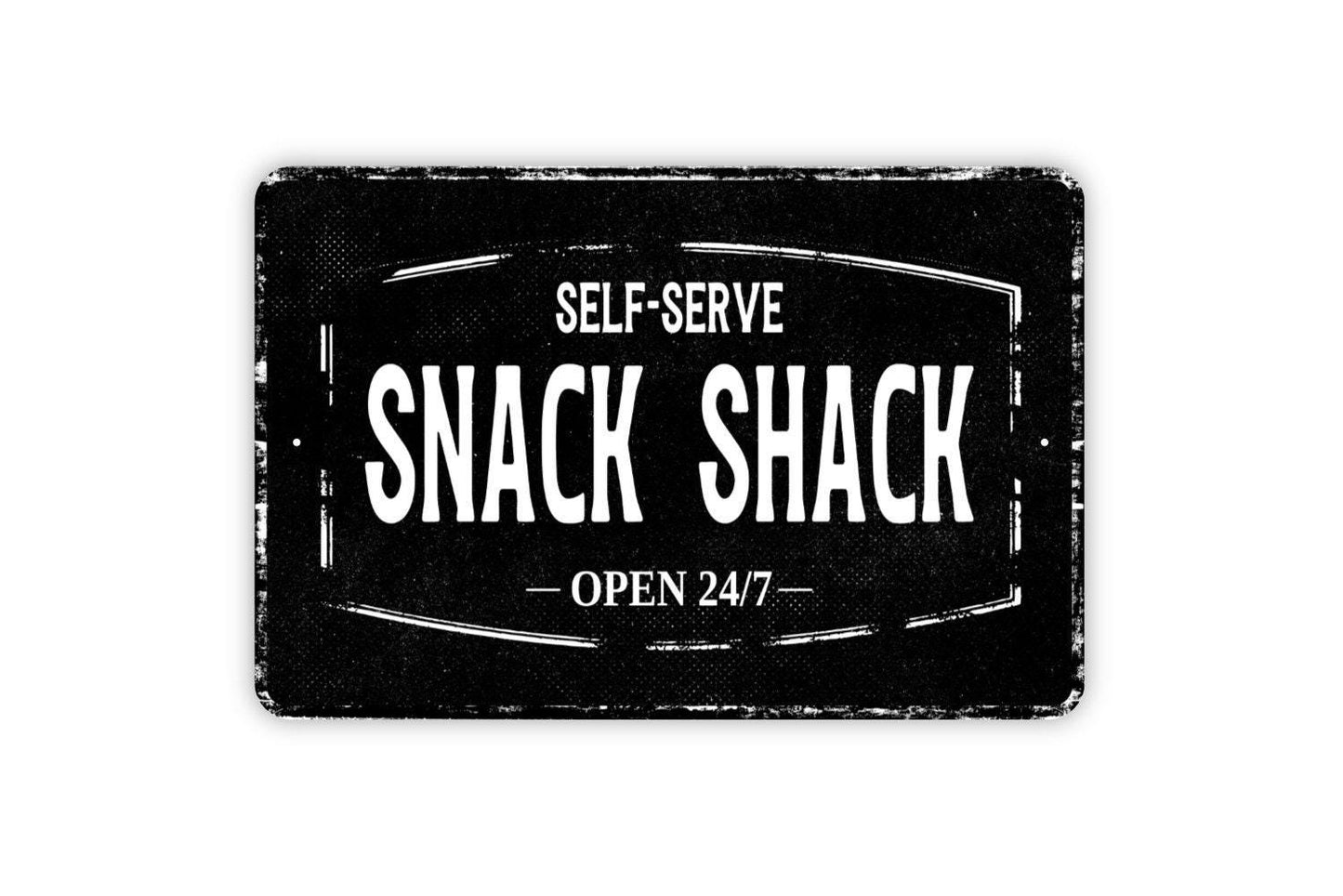 Self-Serve Snack Shack Sign - Kitchen Pantry Metal Sign Wall Art - Vinyl Sticker Decal
