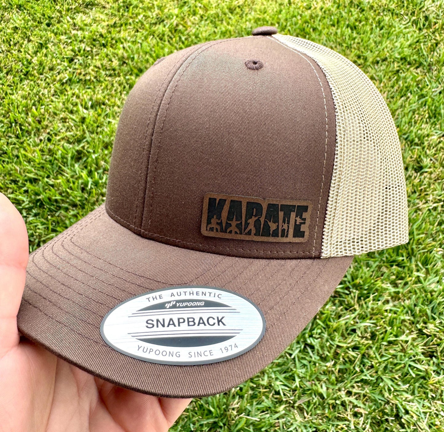 Karate Hat Snapback Trucker – Engraved Patch Martial Arts Cap, Gift for Karate Kids, Instructors, Dojo Style Training Hat
