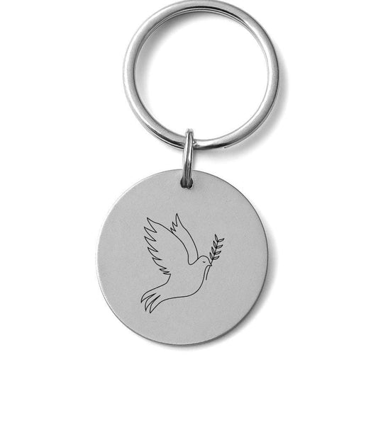 Dove Keychain – Stainless Steel Peace Bird Charm – Personalized Memorial or Faith Gift – Matching Necklace Available – Bird Keepsake