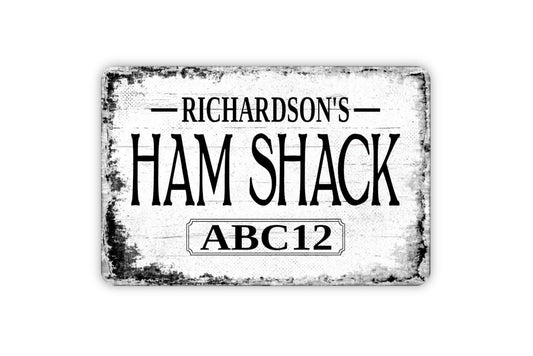Ham Shack Sign - Personalized Radio Operator Call Sign Transmit Metal Wall Art - Custom Name Sign