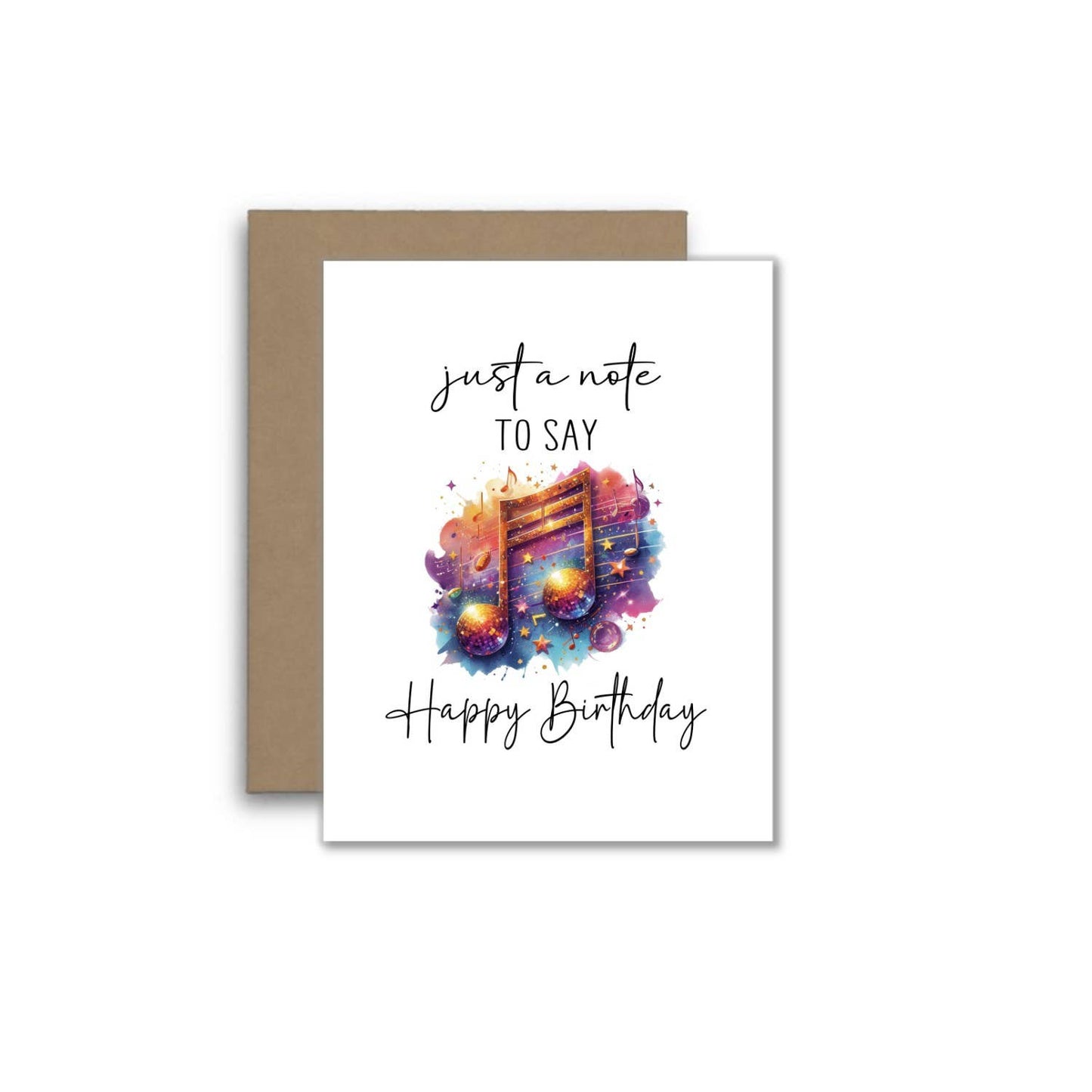 Just a Note to Say Happy Birthday Card with Music Notes
