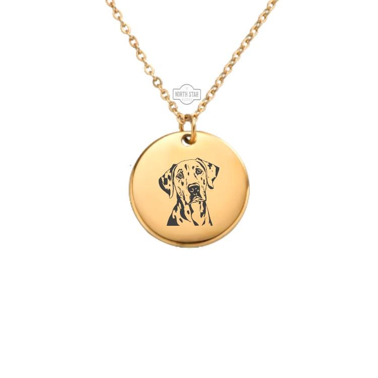 Dalmatian Dog Necklace - Puppy Gold or Silver Minimalist Dainty Engraved Custom Pendant Charm Jewelry - Personalized Gift For Her