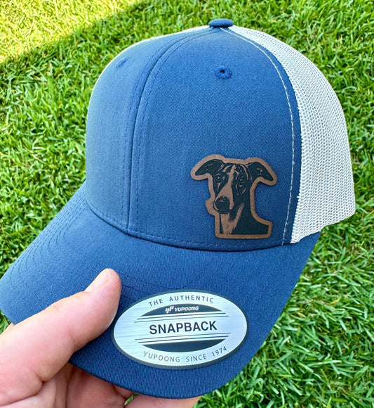 Whippet Dog  Hat – Snapback Trucker Cap – Engraved  – Sighthound Lover Gift – Elegant Dog Breed Hat