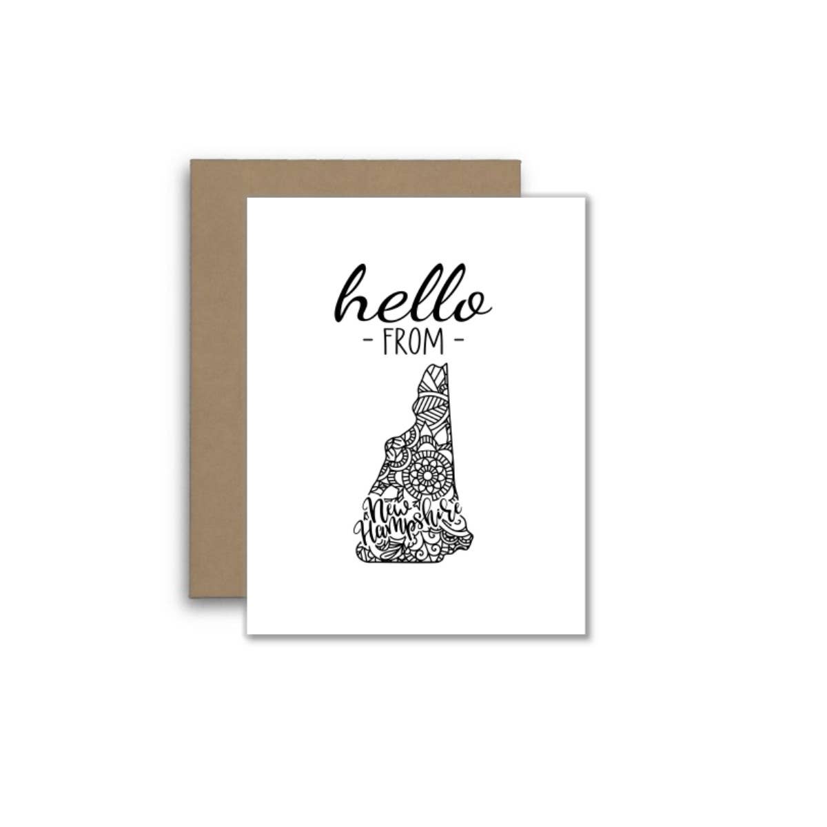 Hello from New Hampshire Card – Boho Mandala State Outline
