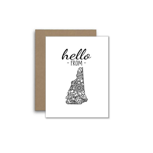 Hello from New Hampshire Card – Boho Mandala State Outline