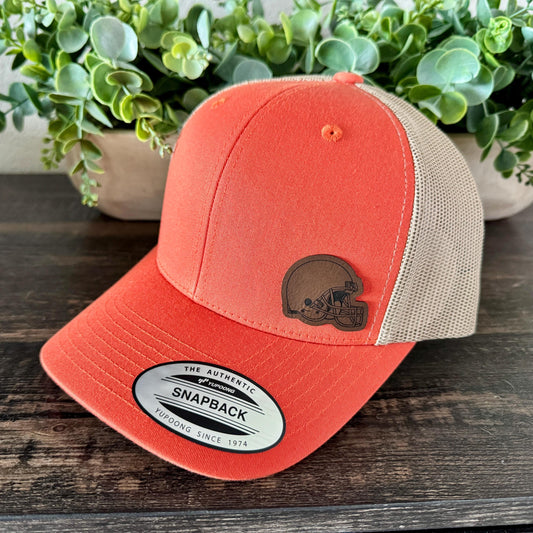 Football Helmet Hat – Snapback Trucker Hat – Engraved Patch Cap for Players, Fans, Coaches, Game Day Style or Team Spirit Gift