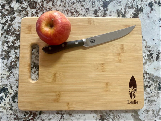 Surfboard Cutting Board | Surfer Charcuterie Board | Custom Serving Tray | Personalized Housewarming Closing Gift | Beach Surfing Gift