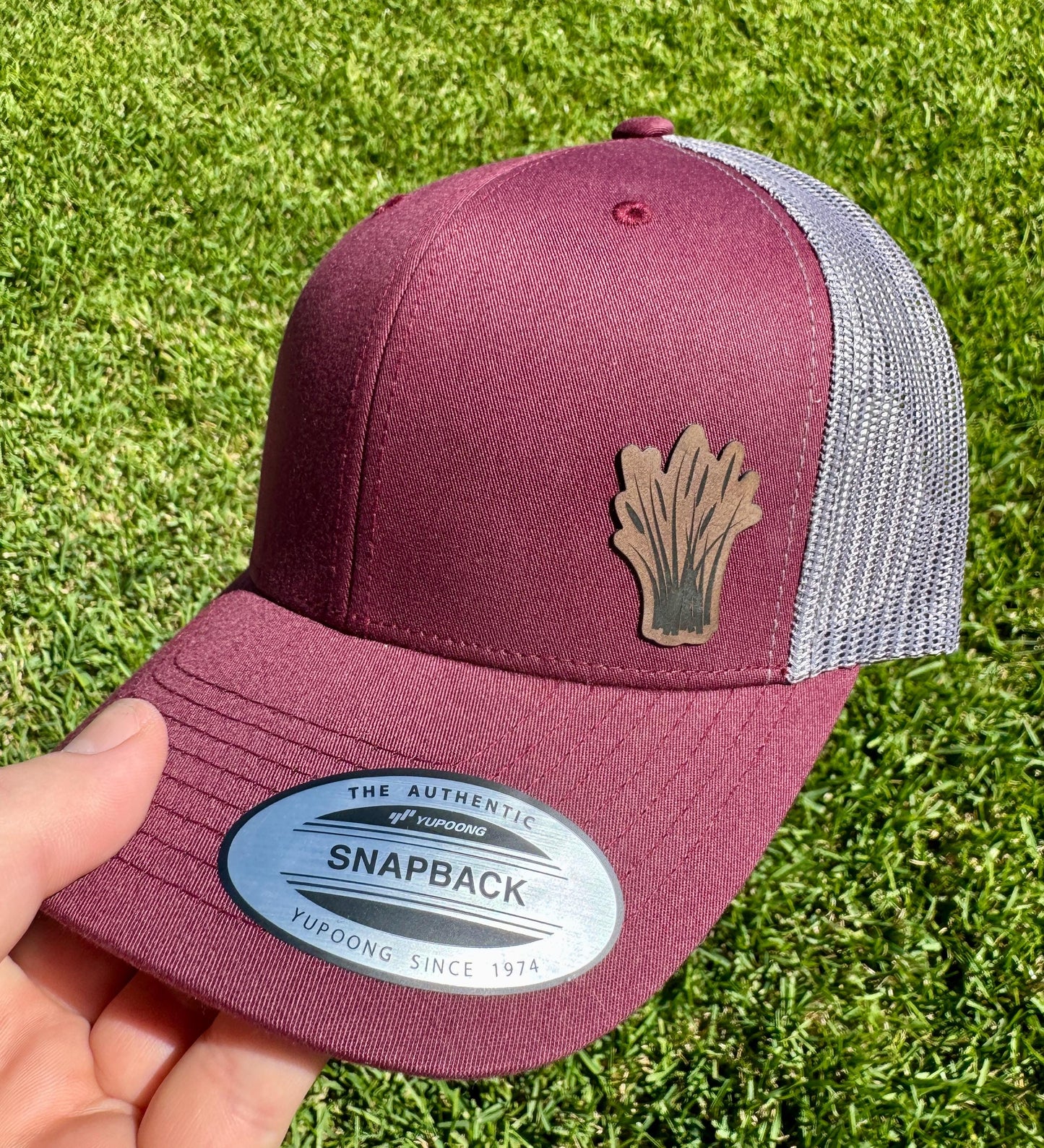 Reed Grass Patch Trucker Hat – Nature Snapback Cap, Lake Life Hat, Rustic Outdoor Gift, Pond Grass Engraved Hat