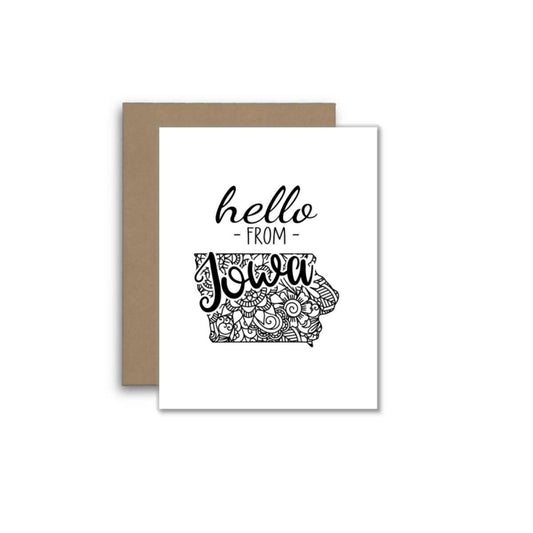 Hello from Iowa – Boho Mandala State Greeting Card