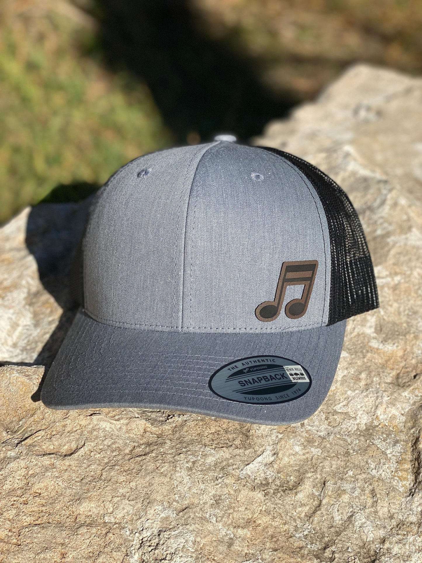 Music Note Hat Snapback Trucker – Engraved Patch Musician Cap, Gift for Music Lovers, Band Style Hat, Music Teacher Gift