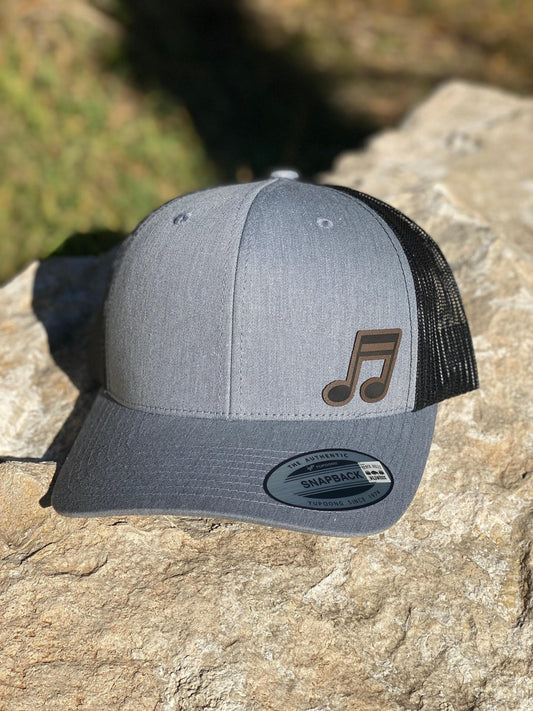 Music Note Hat Snapback Trucker – Engraved Patch Musician Cap, Gift for Music Lovers, Band Style Hat, Music Teacher Gift