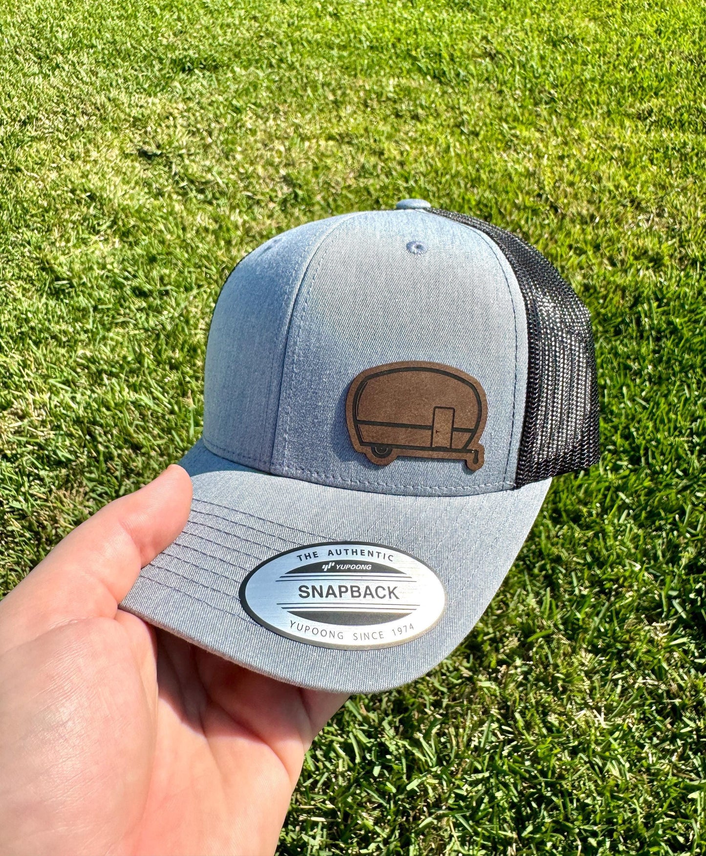 Travel Trailer Camper Snapback Trucker Hat – Patch Camping Hat – Retro RV Camper Cap – Gift for Campers, Travelers, Outdoor Lovers